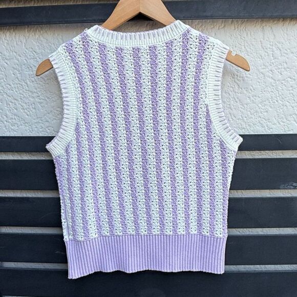 KITRI Marley Crochet Knit Top in Lilac Stripe | Size XS - Picture 5 of 7